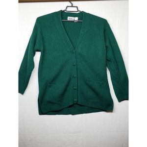 Basic Editions Acrylic Long Sleeve Button Green Cardigan Sweater Mr. Rodgers Med